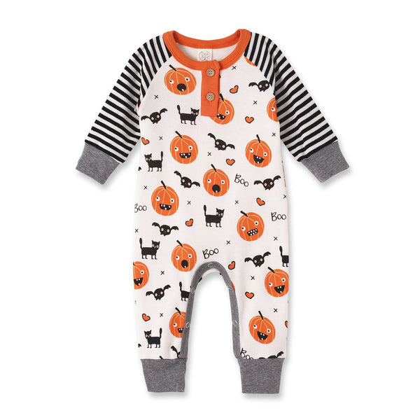 Playful Pumpkins Henley Romper - HoneyBug 