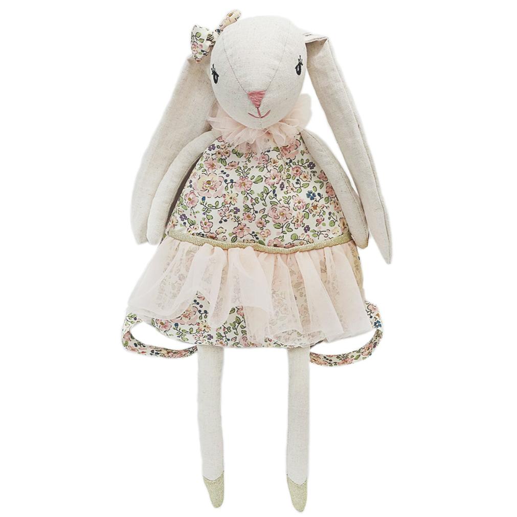 Linen Bunny Stuffed Animal Backpack - HoneyBug 