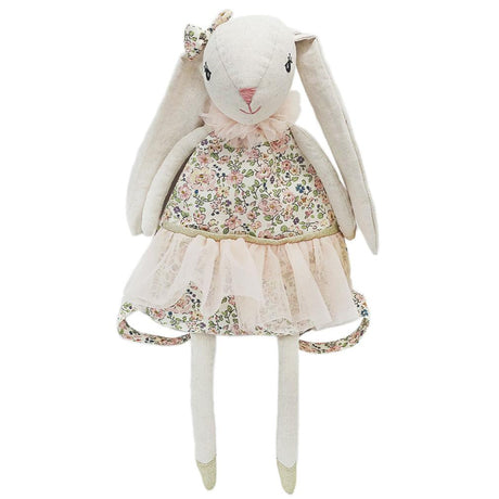 Linen Bunny Stuffed Animal Backpack - HoneyBug 