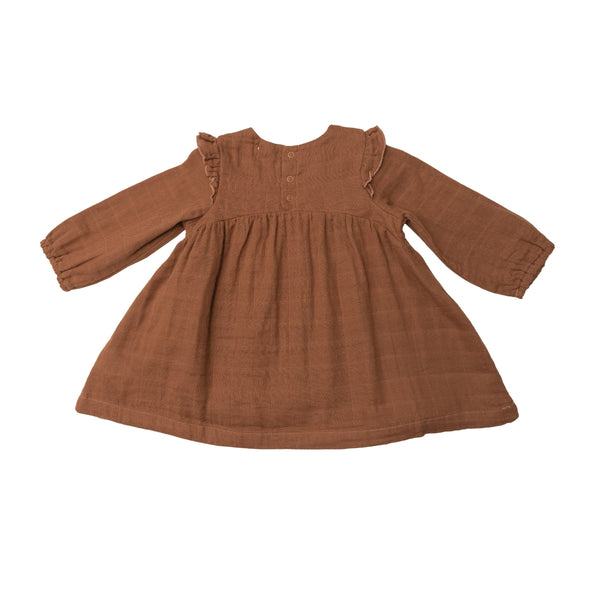 Muslin Ruffle Dress - Caramel Cafe - HoneyBug 