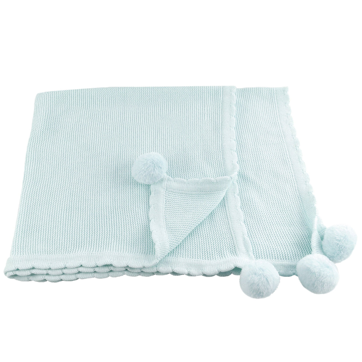 Pom Pom Blanket -  Pale Blue - HoneyBug 