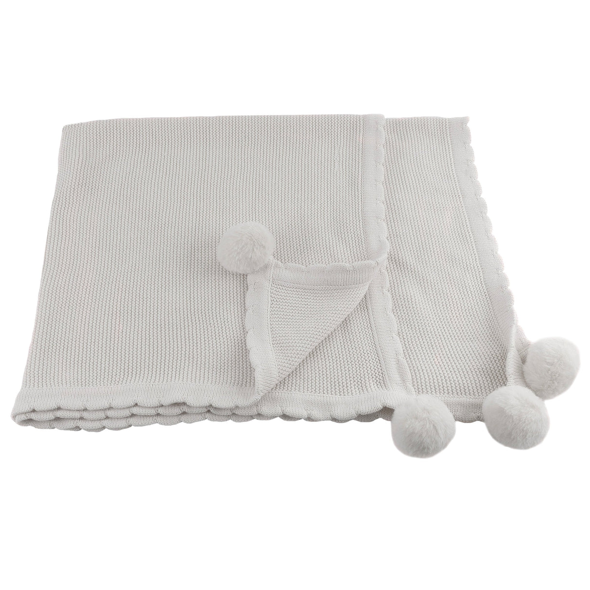 Pom Pom Blanket - Soft Gray - HoneyBug 