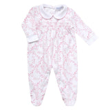 Pink Bears Trellace Smocked Footie - HoneyBug 