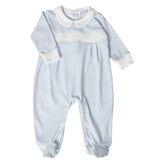 Blue Gingham Smocked Footie - HoneyBug 