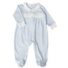 Blue Gingham Smocked Footie - HoneyBug 