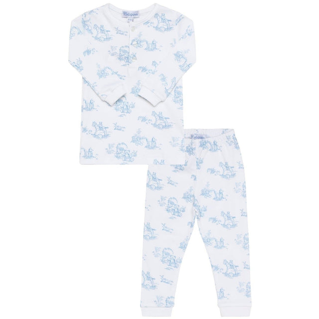 Blue Toile Baby Pajamas - HoneyBug 