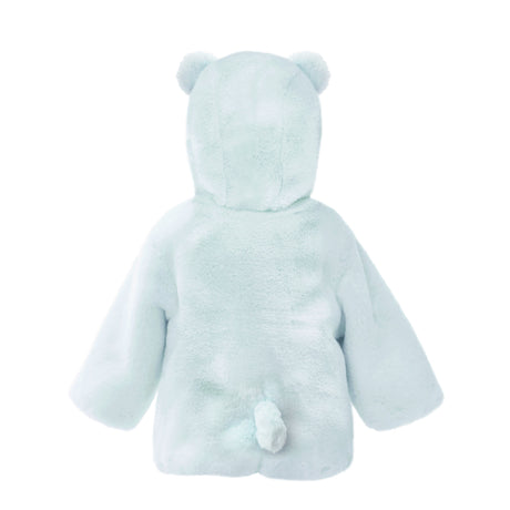 Blue Bear Faux Fur Hooded Baby Coat 6-12M - HoneyBug 