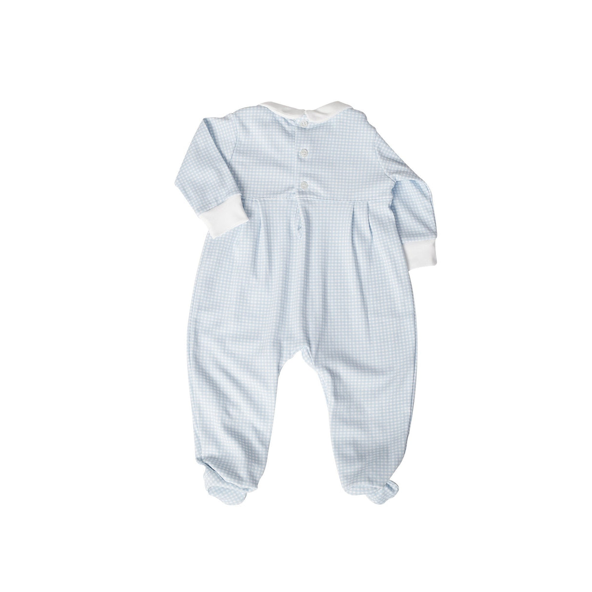 Blue Gingham Smocked Footie - HoneyBug 