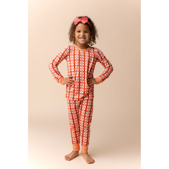 Peachy Plaid Two Piece Set - HoneyBug 