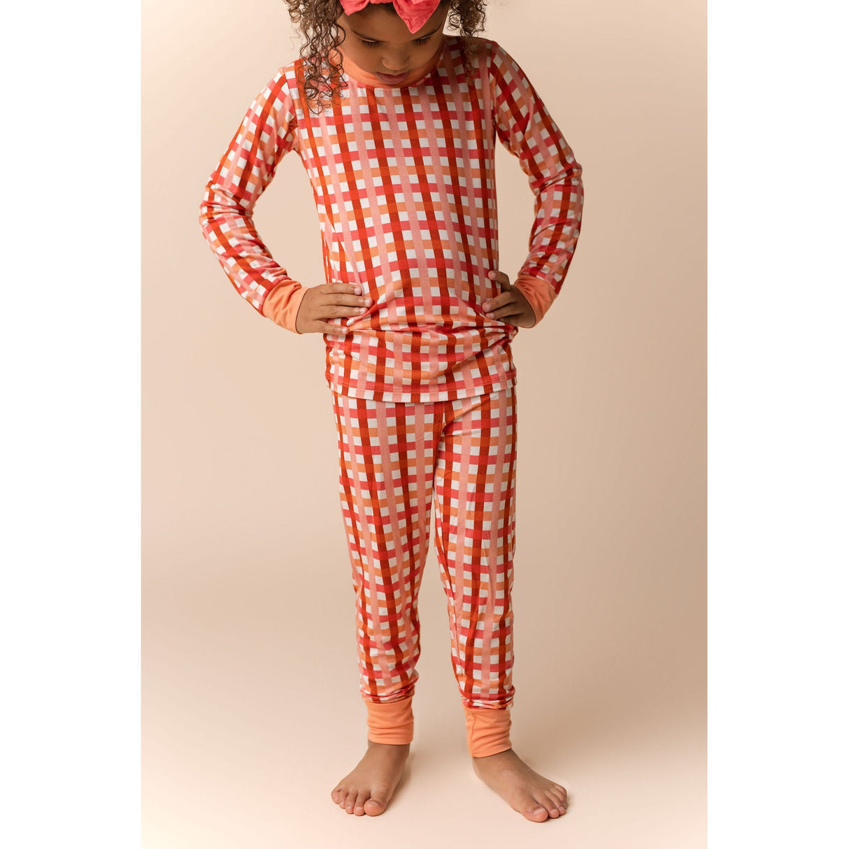 Peachy Plaid Two Piece Set - HoneyBug 