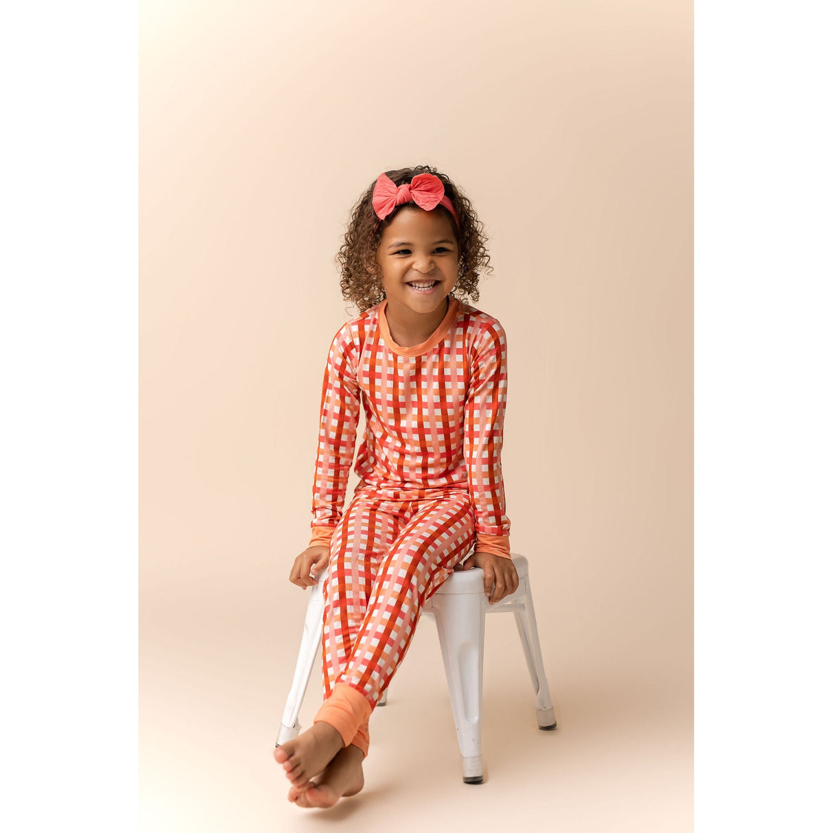 Peachy Plaid Two Piece Set - HoneyBug 