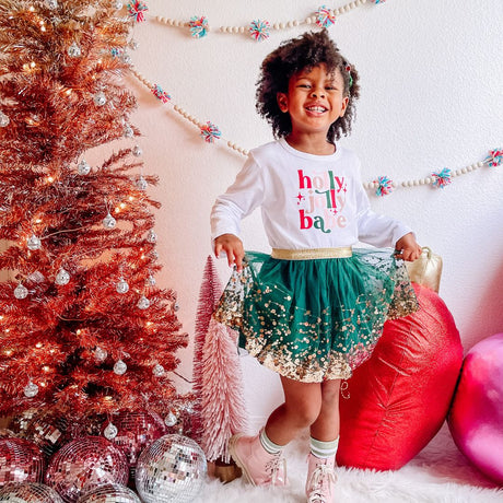 Holly Jolly Babe Long Sleeve Shirt - White - HoneyBug 