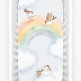 Rainbow and Birds Standard Size Crib Sheet - HoneyBug 