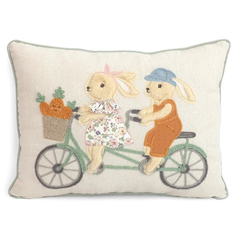 Bunny Bike Ride Lumbar Pillow - HoneyBug 