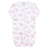 Pink Toile Baby Converter Gown - HoneyBug 