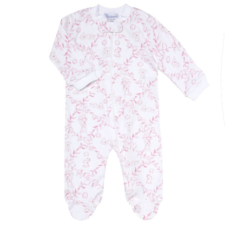 Pink Bears Trellace Zipper Footie - HoneyBug 