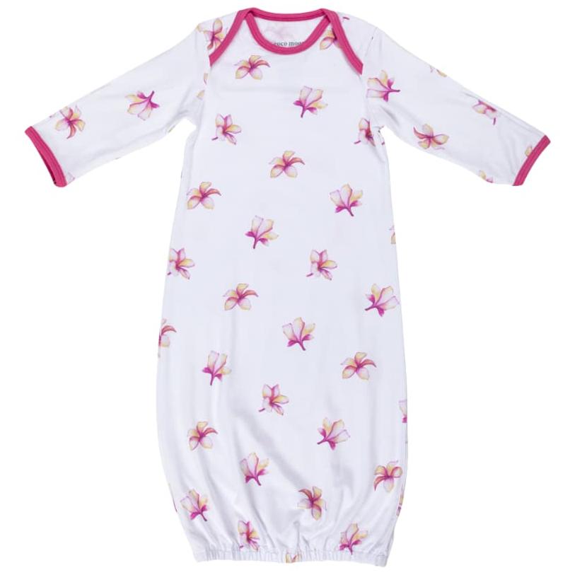 Plumeria Bamboo Layette Gown - HoneyBug 