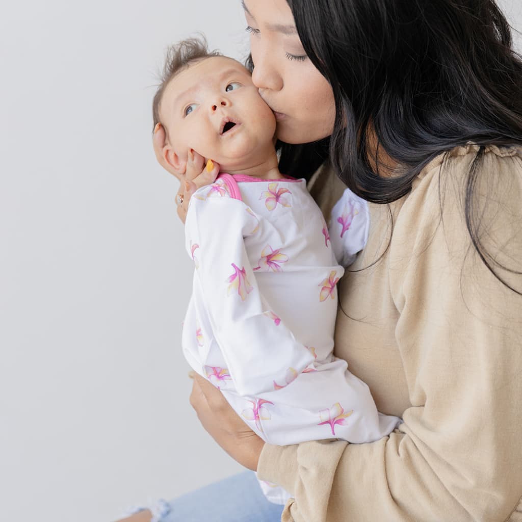 Plumeria Bamboo Layette Gown - HoneyBug 