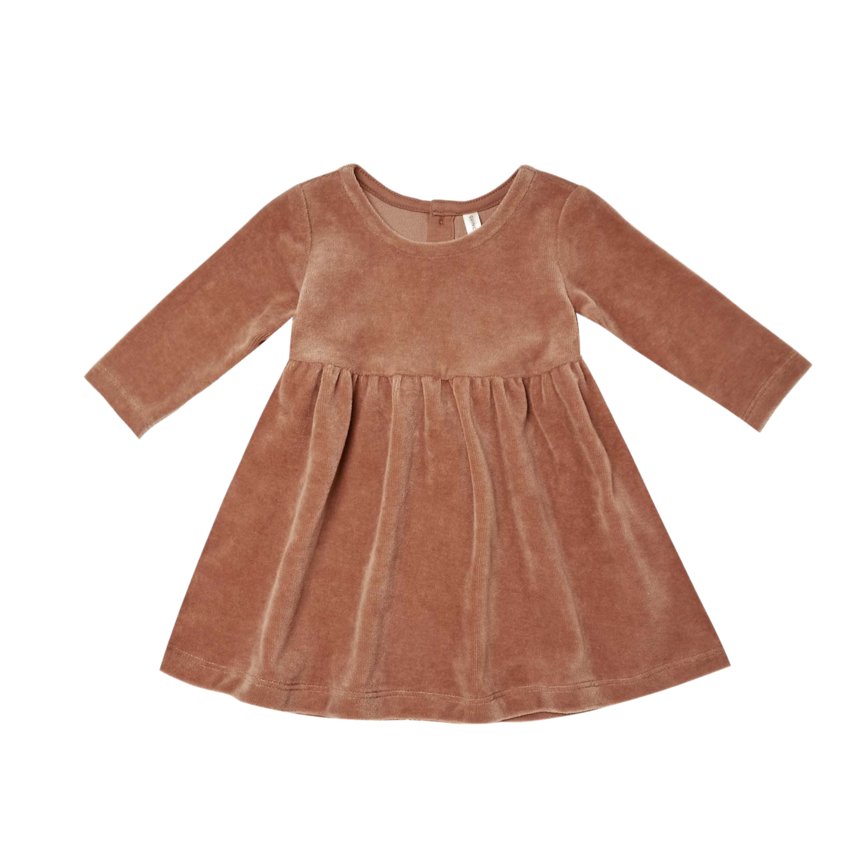 Velour Long Sleeve Dress - Clay - HoneyBug 