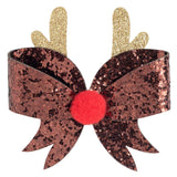 Glitter Reindeer Bow Clip - HoneyBug 