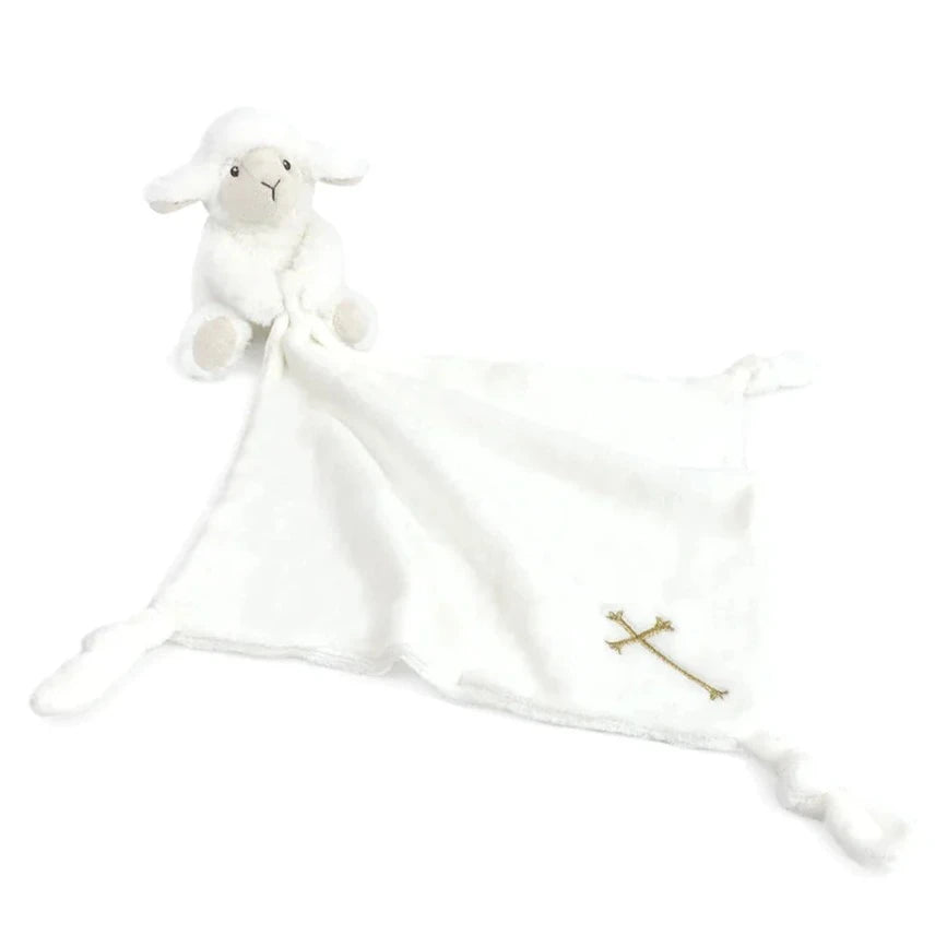 Religious Loyal Lamb Knotted Security Blankie - HoneyBug 