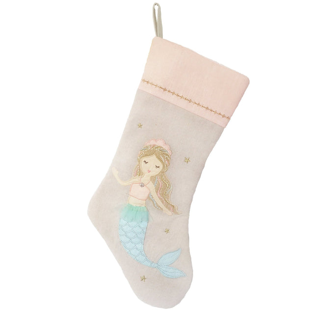 'Mimi' Mermaid Linen Christmas Stocking - HoneyBug 