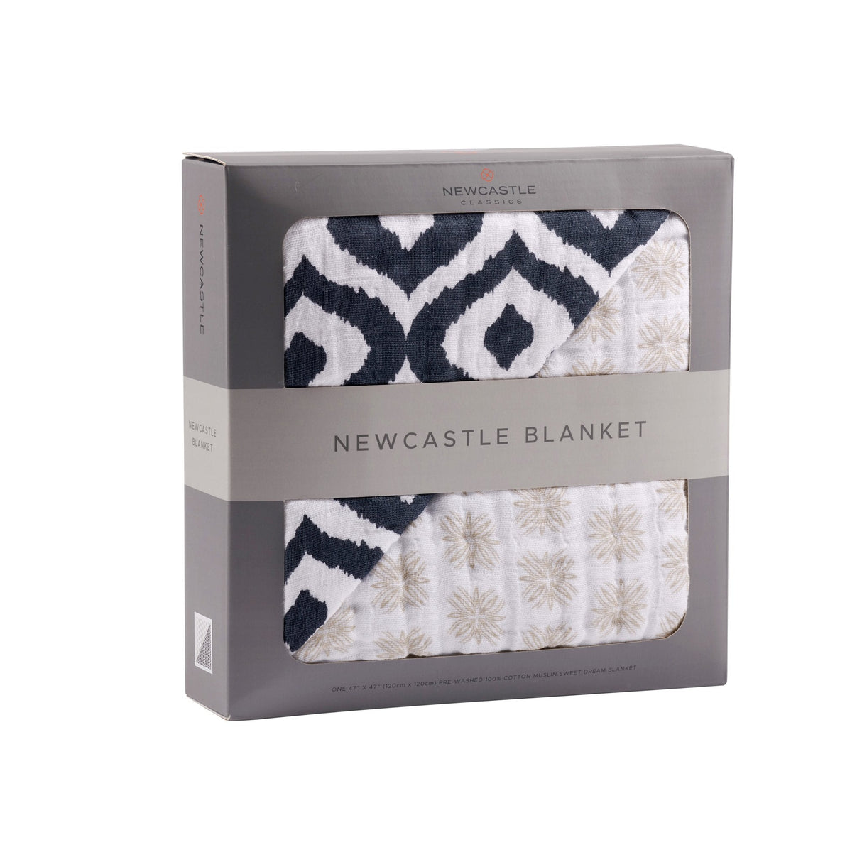 Morrocan Blue And Flower Child Cotton Muslin Newcastle Blanket - HoneyBug 