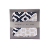 Morrocan Blue And Flower Child Cotton Muslin Newcastle Blanket - HoneyBug 