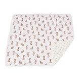 Powder Pink Bunnies and Periwinkle Diamond Polka Dot Bamboo Newcastle Blanket - HoneyBug 