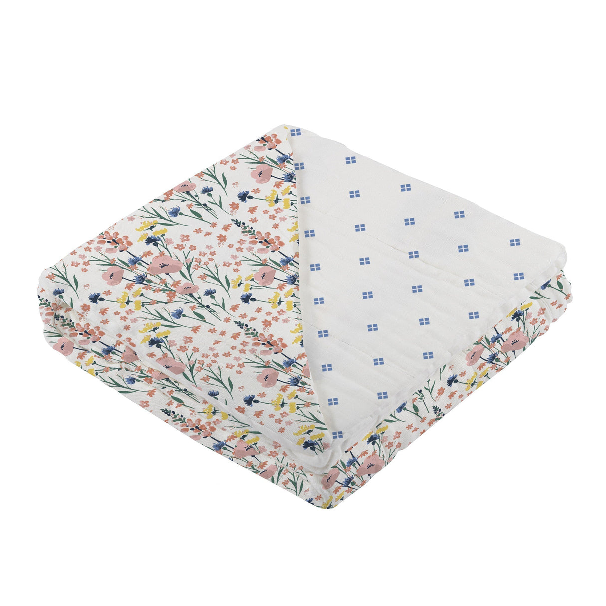 Wildflowers and Periwinkle Diamond Polka Dot Bamboo Newcastle Blanket - HoneyBug 