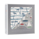 Ocean Palm Trees and Marina Sailboats Bamboo Newcastle Blanket - HoneyBug 