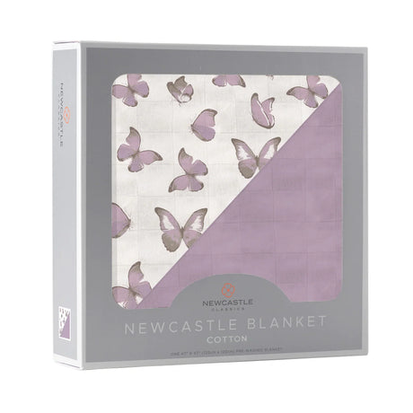 Winsome Butterflies and Orchid Lavender Cotton Newcastle Blanket - HoneyBug 