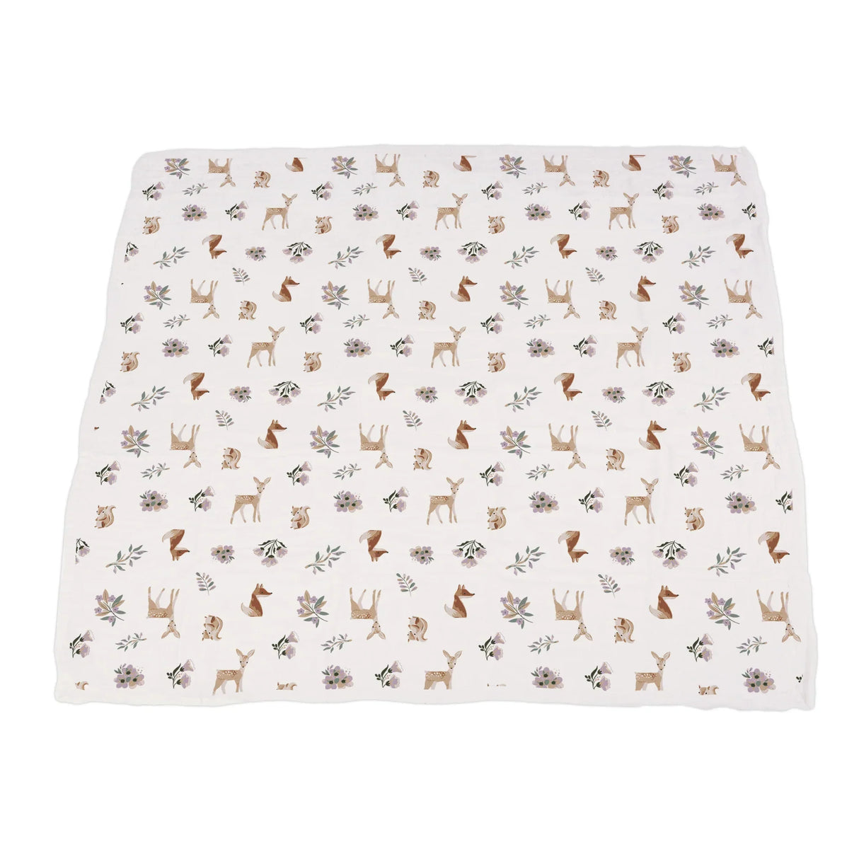 Sierra Fox and Deer and Orchid Lavender Cotton Newcastle Blanket - HoneyBug 