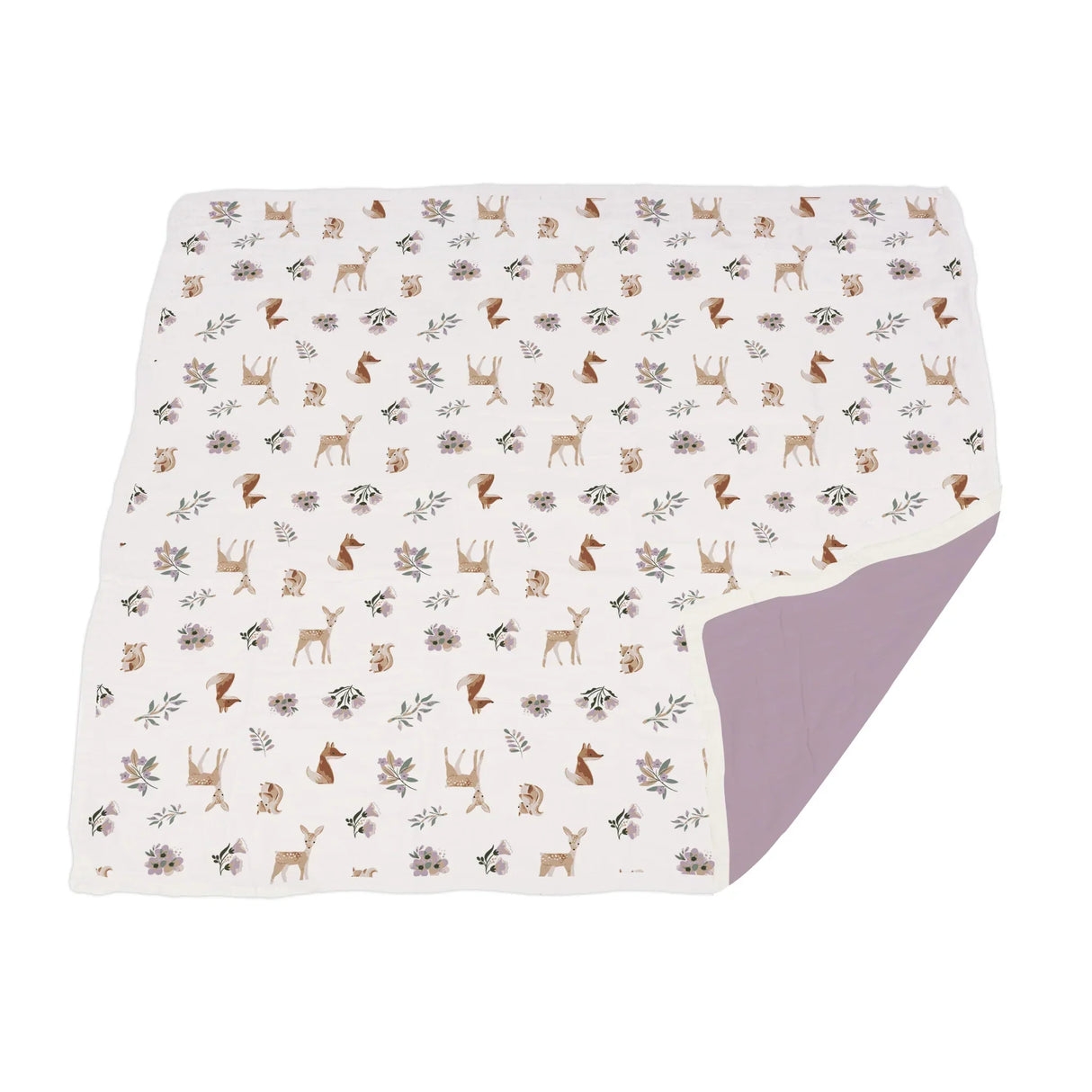 Sierra Fox and Deer and Orchid Lavender Cotton Newcastle Blanket - HoneyBug 