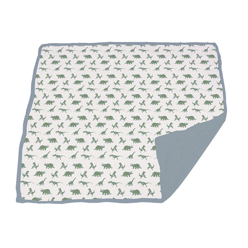 Granite Green Dinosaurs and Blue Fog Cotton Newcastle Blanket - HoneyBug 