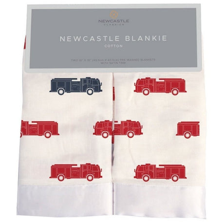 Blue and Red Fire Trucks Newcastle Blankie - HoneyBug 