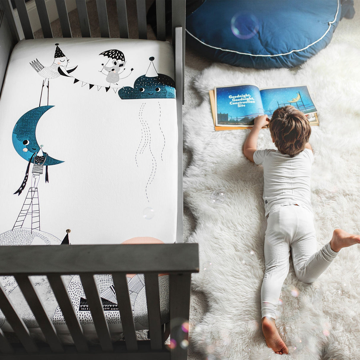 The Moon's Birthday Standard Size Crib Sheet - HoneyBug 