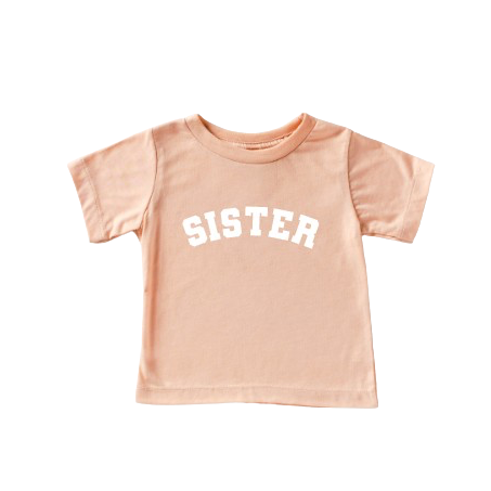 Sister Collegiate Tee - Peach - HoneyBug 