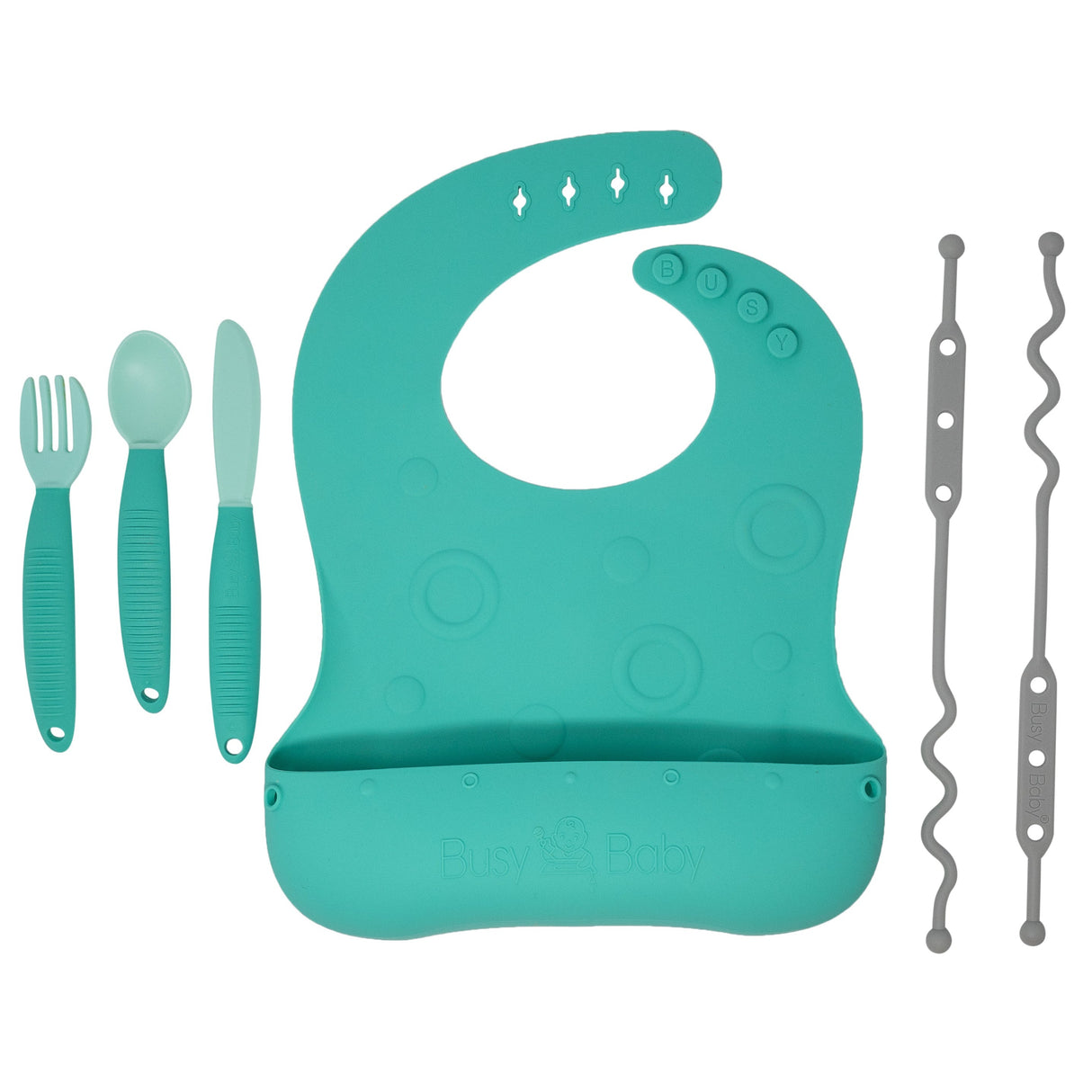 Busy Baby Bungee Bib & Utensil Set - HoneyBug 