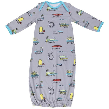 Surf Report Bamboo Layette Gown - HoneyBug 