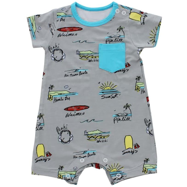 Surf Report Shortie Bamboo Romper - HoneyBug 