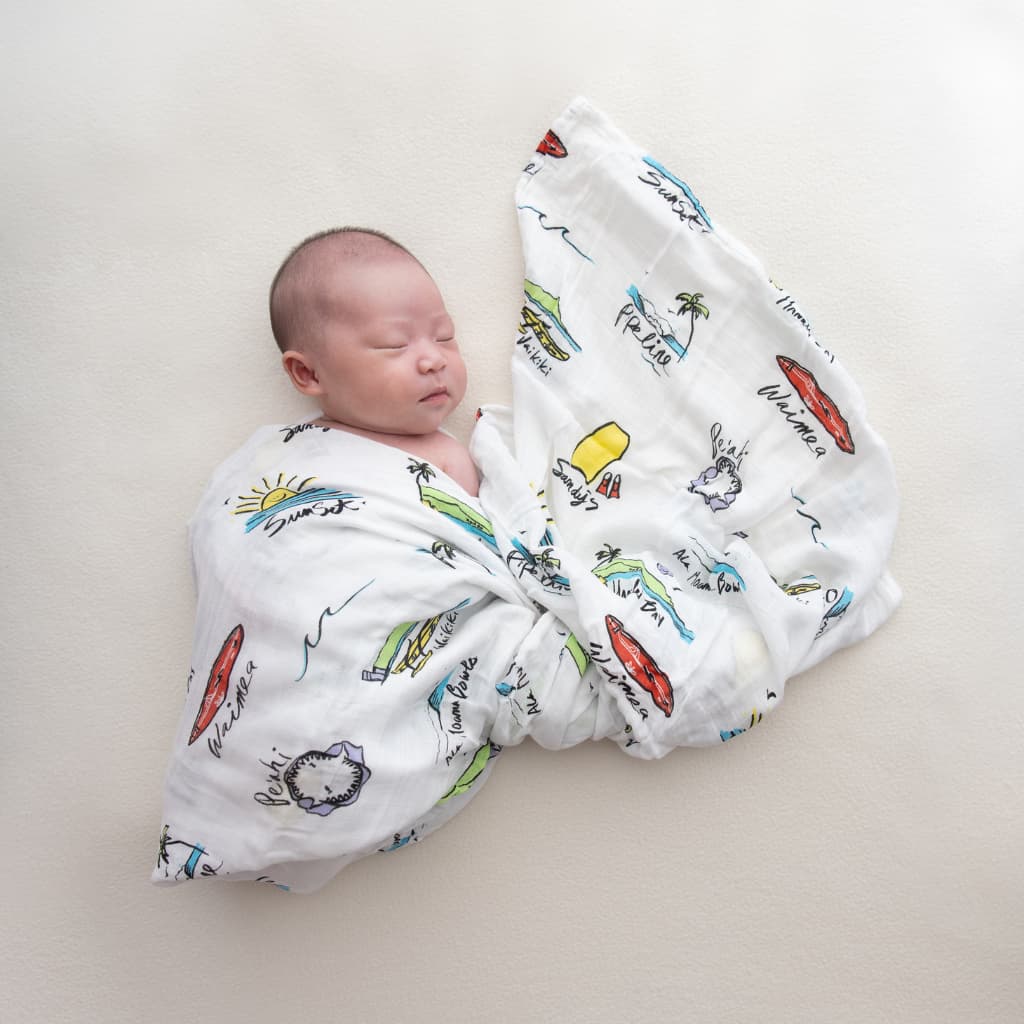 Surf Report Muslin Swaddle Blanket - HoneyBug 