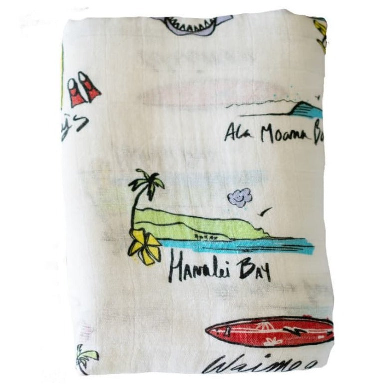 Surf Report Muslin Swaddle Blanket - HoneyBug 