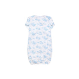 Blue Toile Baby Gown - HoneyBug 