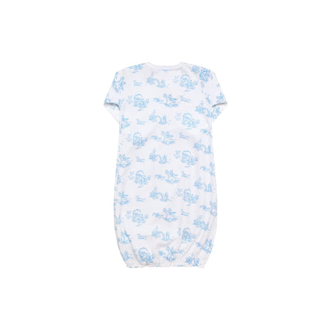 Blue Toile Baby Gown - HoneyBug 