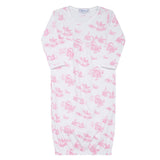 Pink Toile Baby Gown - HoneyBug 