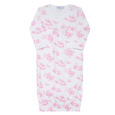 Pink Toile Baby Gown - HoneyBug 