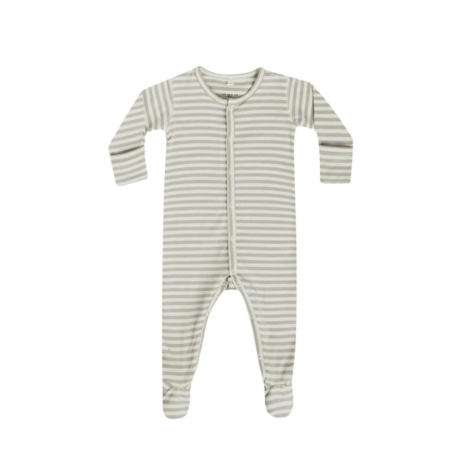 Full Snap Footie | Pistachio Stripe - HoneyBug 