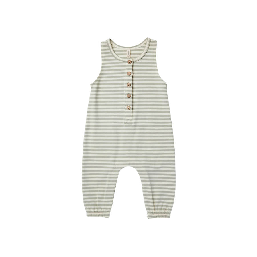 Sleeveless Jumpsuit | Pistachio Stripe - HoneyBug 