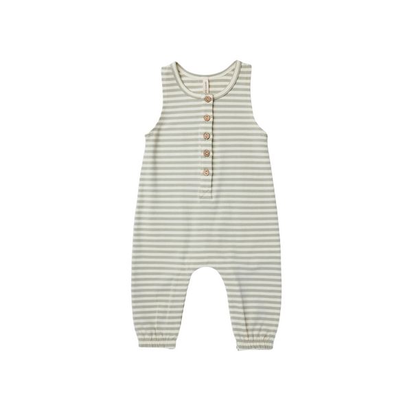 Sleeveless Jumpsuit | Pistachio Stripe - HoneyBug 